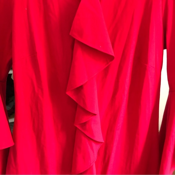 Laundry by Shelli Segal Asymmetric Ruffle Keyhole Mini Dress Red SZ 2 - Picture 8 of 14